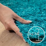 Tapijtenloods Basic Shaggy vloerkleed Turquoise Hoogpolig