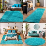Tapijtenloods Basic Shaggy vloerkleed Turquoise Hoogpolig