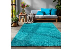 Tapijtenloods Basic Shaggy vloerkleed Turquoise Hoogpolig