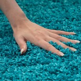 Basic Rond Shaggy vloerkleed Turquoise Hoogpolig