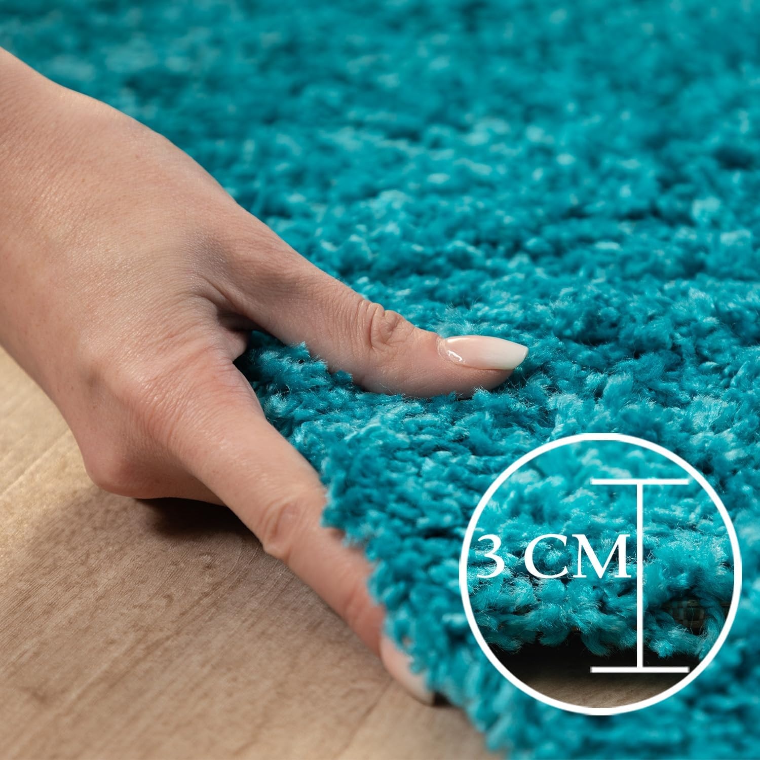 Tapijtenloods Basic Rond Shaggy vloerkleed Turquoise Hoogpolig