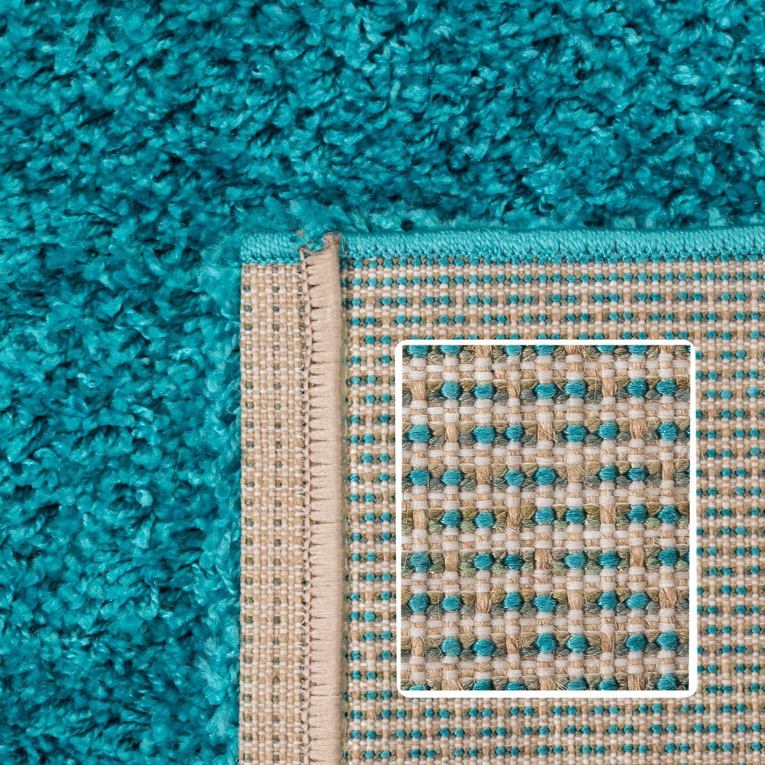 Tapijtenloods Basic Rond Shaggy vloerkleed Turquoise Hoogpolig