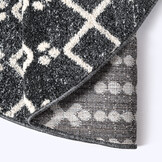 Rond Boho Antik | Laagpolig Vloerkleed | Modern Tapijt | Woonkamer, Slaapkamer | Zwart Grijs