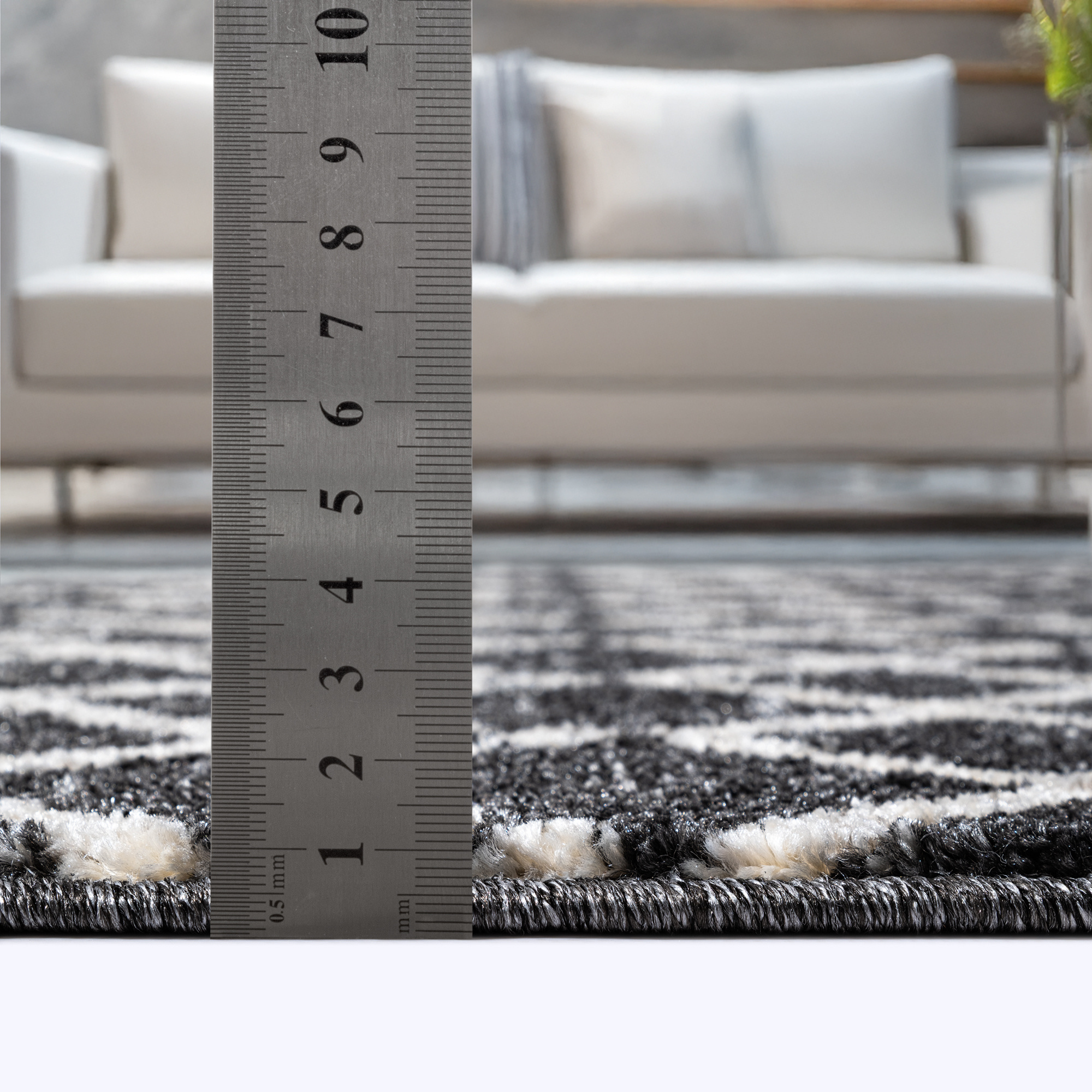 Rond Boho Antik | Laagpolig Vloerkleed | Modern Tapijt | Woonkamer, Slaapkamer | Zwart Grijs