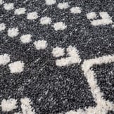 Rond Boho Antik | Laagpolig Vloerkleed | Modern Tapijt | Woonkamer, Slaapkamer | Zwart Grijs