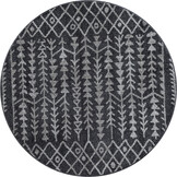 Rond Boho Vintage Kelim | Laagpolig Vloerkleed | Modern Tapijt | Woonkamer, Slaapkamer | Zwart Grijs