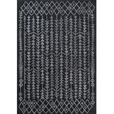 Boho Vintage Kelim Laagpolig Vloerkleed Zwart/Grijs
