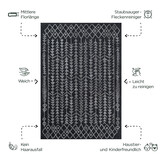 Boho Vintage Kelim | Laagpolig Vloerkleed | Modern Tapijt | Woonkamer, Slaapkamer | Zwart Grijs