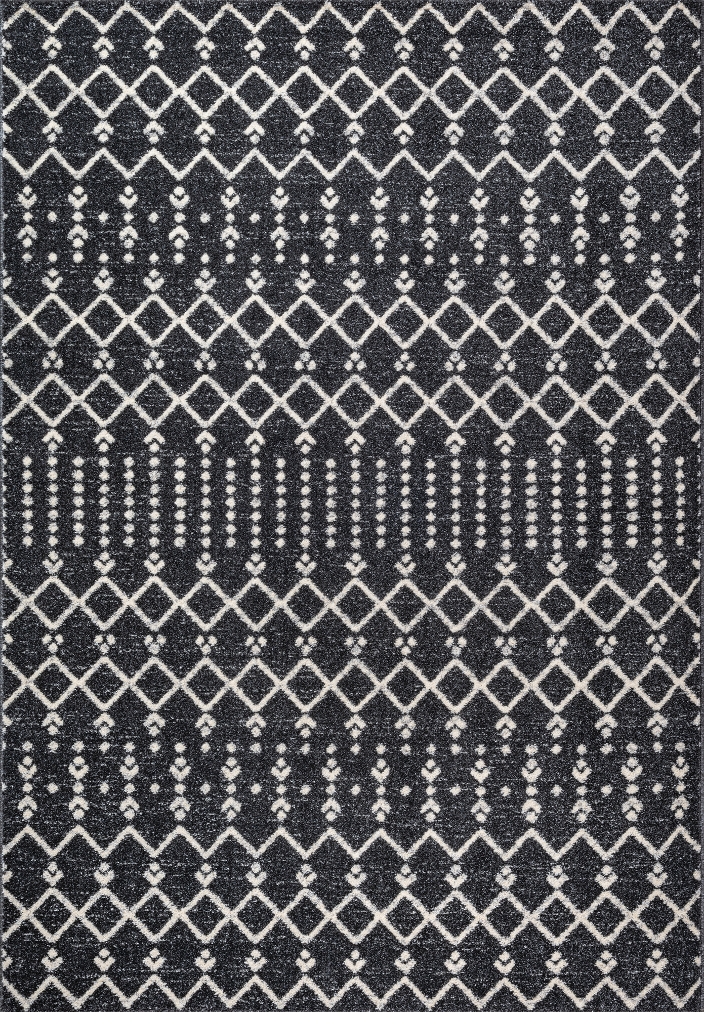 Boho Antik | Laagpolig Vloerkleed | Modern Tapijt | Woonkamer, Slaapkamer | Zwart Grijs