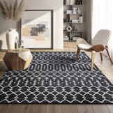Boho Antik Laagpolig Vloerkleed Zwart/Grijs