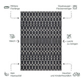 Boho Antik | Laagpolig Vloerkleed | Modern Tapijt | Woonkamer, Slaapkamer | Zwart Grijs