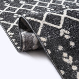 Boho Antik | Laagpolig Vloerkleed | Modern Tapijt | Woonkamer, Slaapkamer | Zwart Grijs