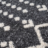 Boho Antik | Laagpolig Vloerkleed | Modern Tapijt | Woonkamer, Slaapkamer | Zwart Grijs