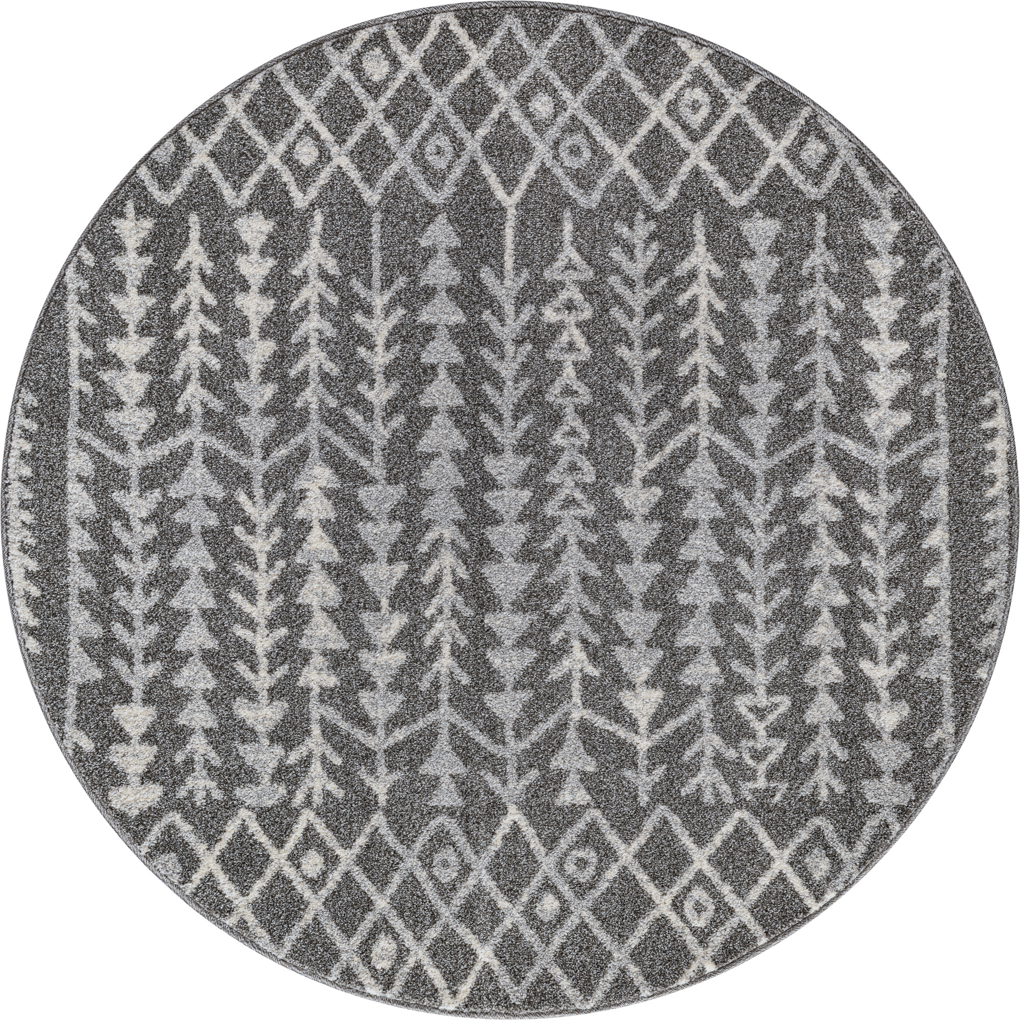 Boho Rond Vintage Kelim Laagpolig Vloerkleed Grijs