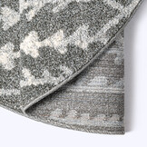 Rond Boho Vintage Kelim | Laagpolig Vloerkleed | Modern Tapijt | Woonkamer, Slaapkamer | Grijs