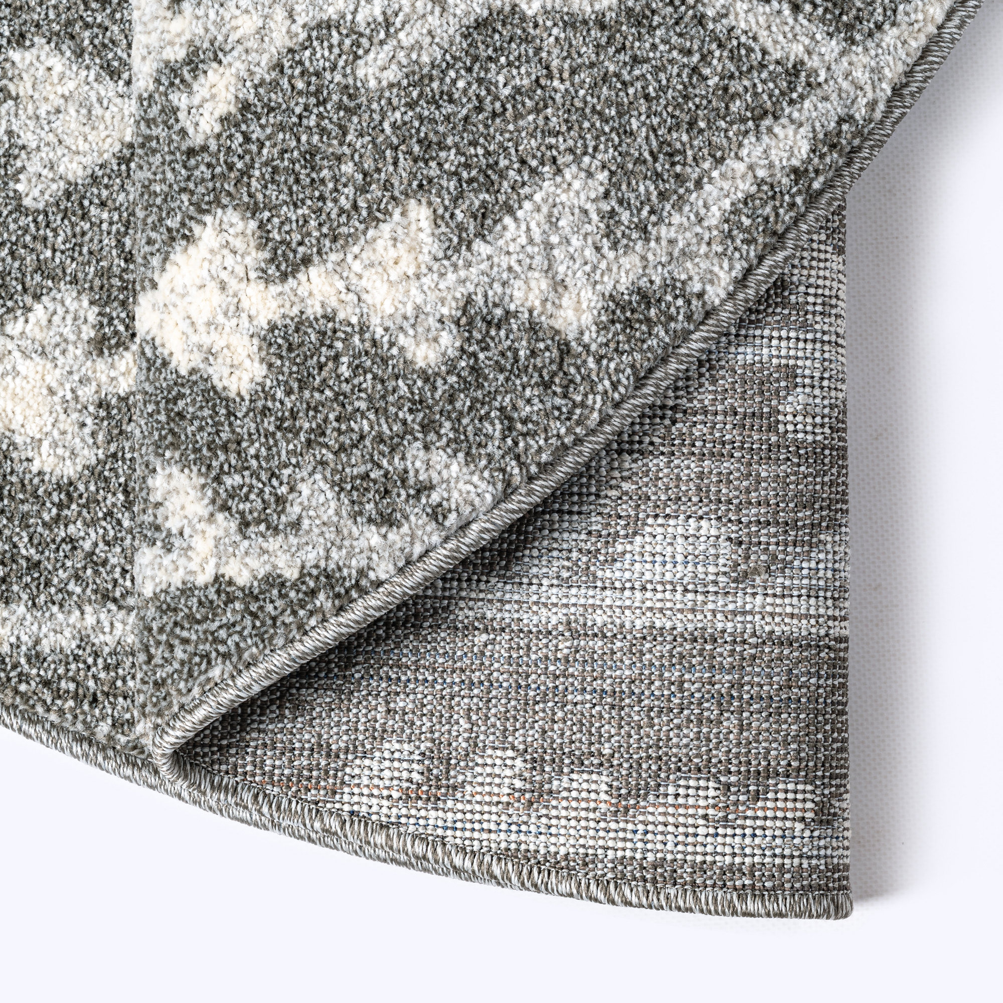 Rond Boho Vintage Kelim | Laagpolig Vloerkleed | Modern Tapijt | Woonkamer, Slaapkamer | Grijs