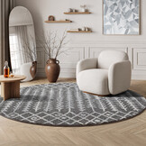Boho Rond Vintage Kelim Laagpolig Vloerkleed Grijs