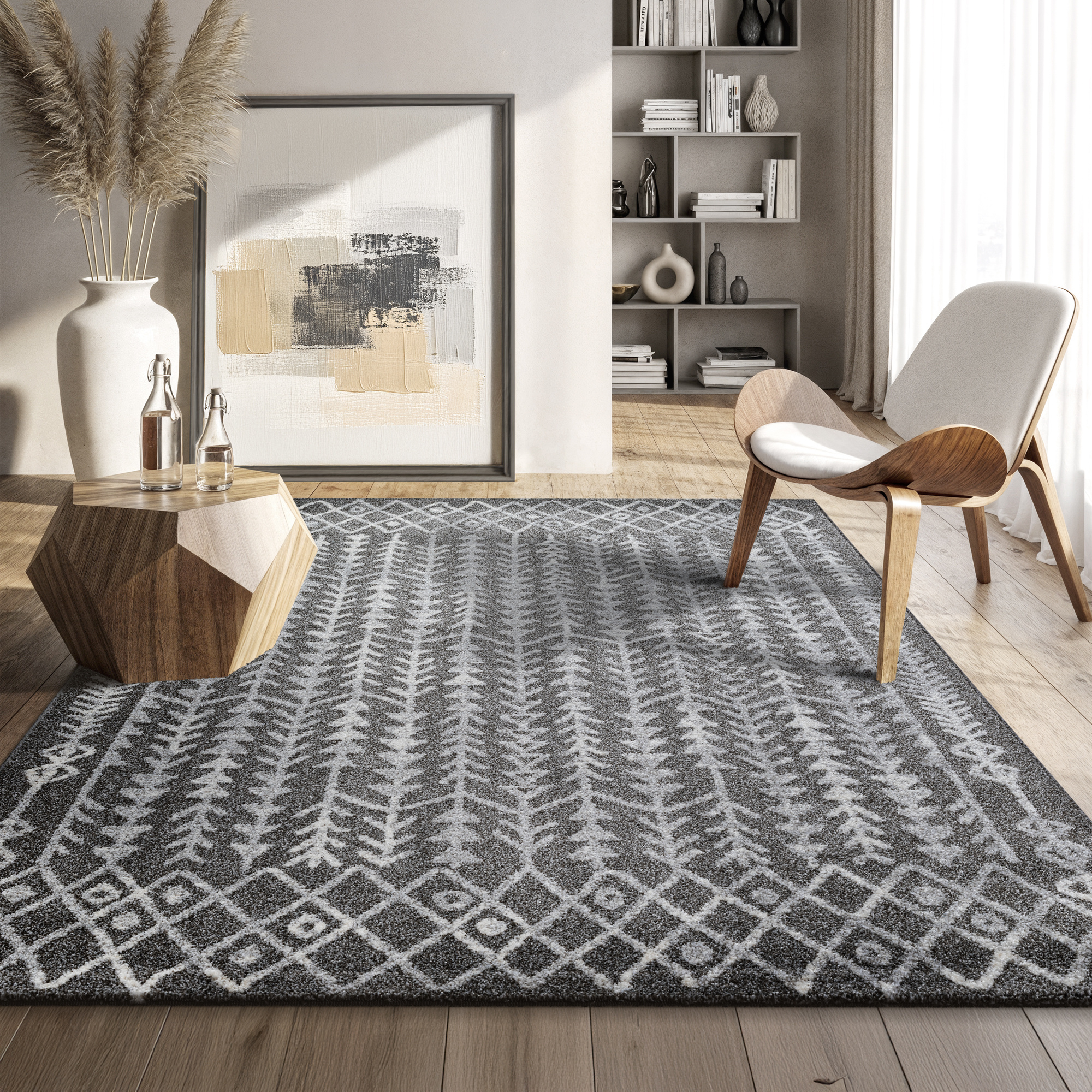 Boho Vintage Kelim Laagpolig Vloerkleed Grijs