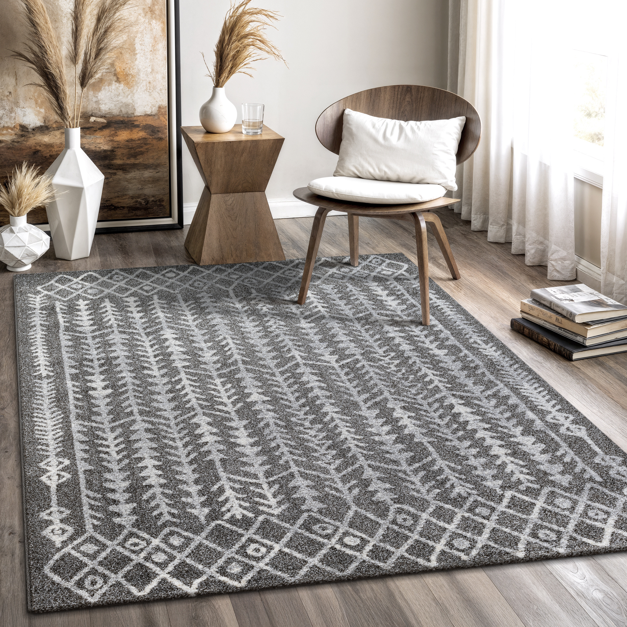 Boho Vintage Kelim Laagpolig Vloerkleed Grijs