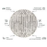 Rond Boho Vintage Kelim | Laagpolig Vloerkleed | Modern Tapijt | Woonkamer, Slaapkamer | Creme