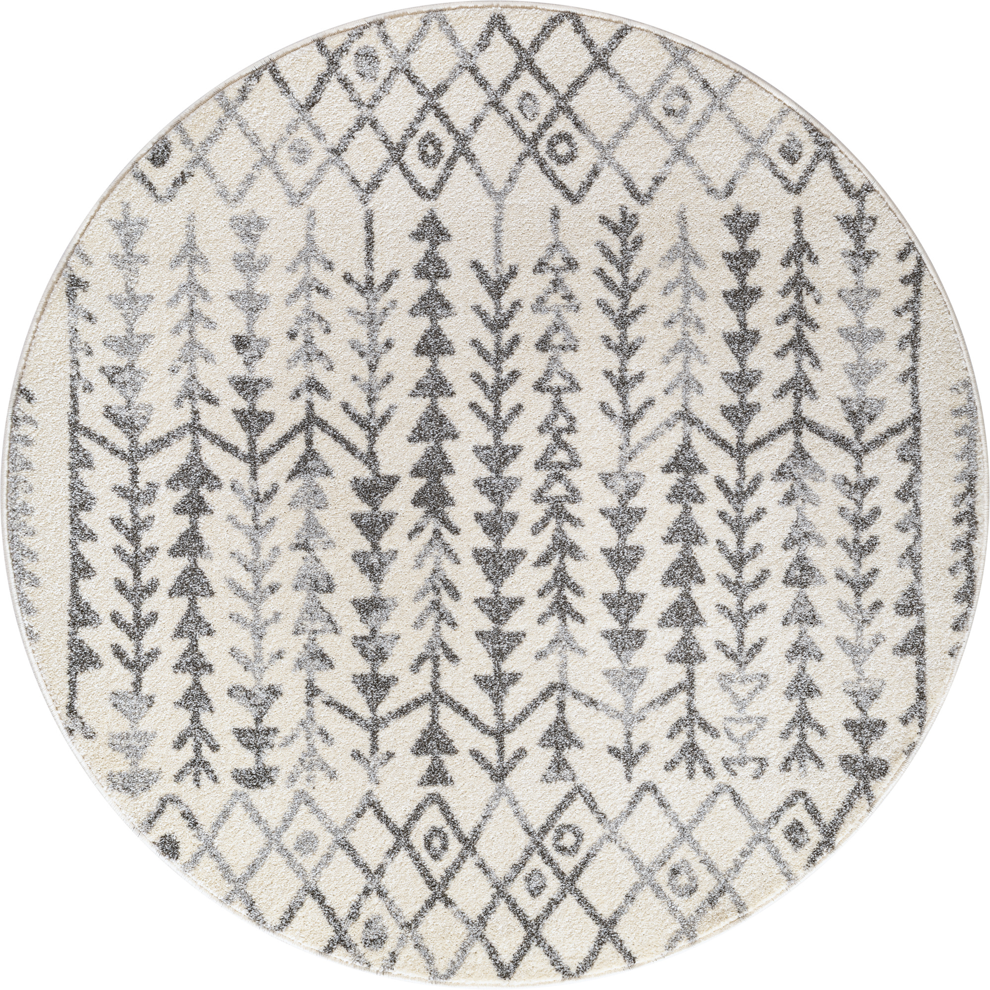 Boho Rond Vintage Kelim Laagpolig Vloerkleed Crème