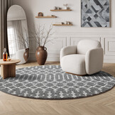 Boho Rond Nomade Laagpolig Vloerkleed Grijs