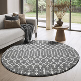 Boho Rond Nomade Laagpolig Vloerkleed Grijs