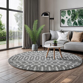 Rond Boho Nomade | Laagpolig Vloerkleed | Modern Tapijt | Woonkamer, Slaapkamer | Grijs