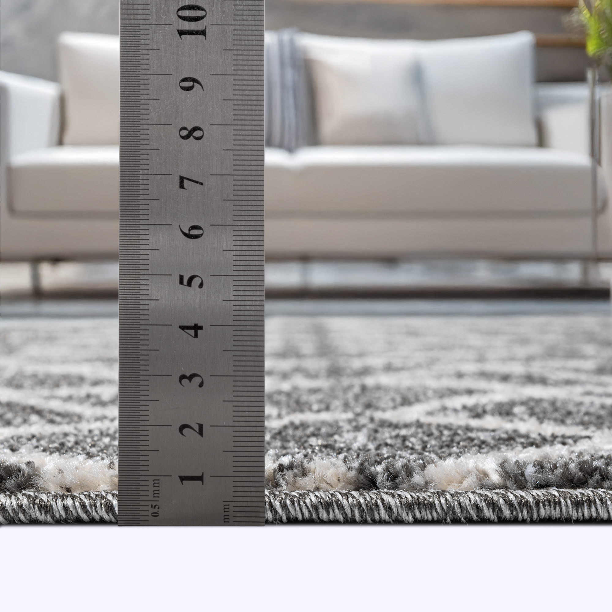 Rond Boho Nomade | Laagpolig Vloerkleed | Modern Tapijt | Woonkamer, Slaapkamer | Grijs