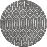 Rond Boho Nomade | Laagpolig Vloerkleed | Modern Tapijt | Woonkamer, Slaapkamer | Grijs