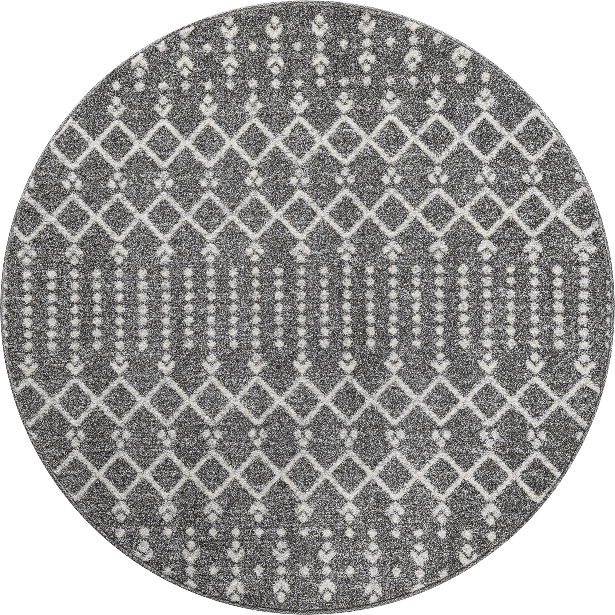 Rond Boho Nomade | Laagpolig Vloerkleed | Modern Tapijt | Woonkamer, Slaapkamer | Grijs