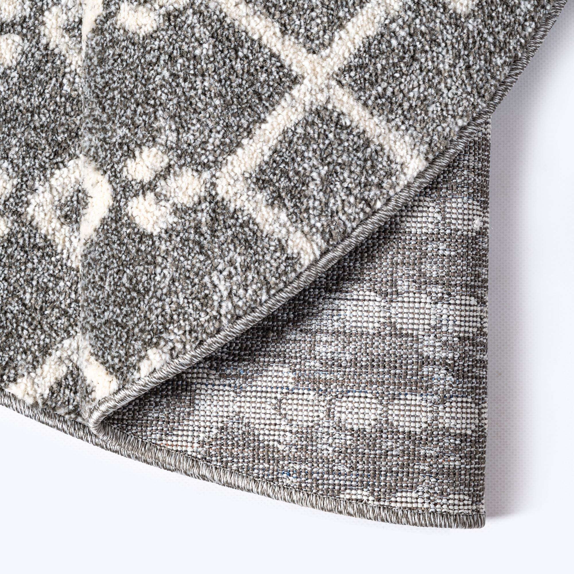 Rond Boho Nomade | Laagpolig Vloerkleed | Modern Tapijt | Woonkamer, Slaapkamer | Grijs