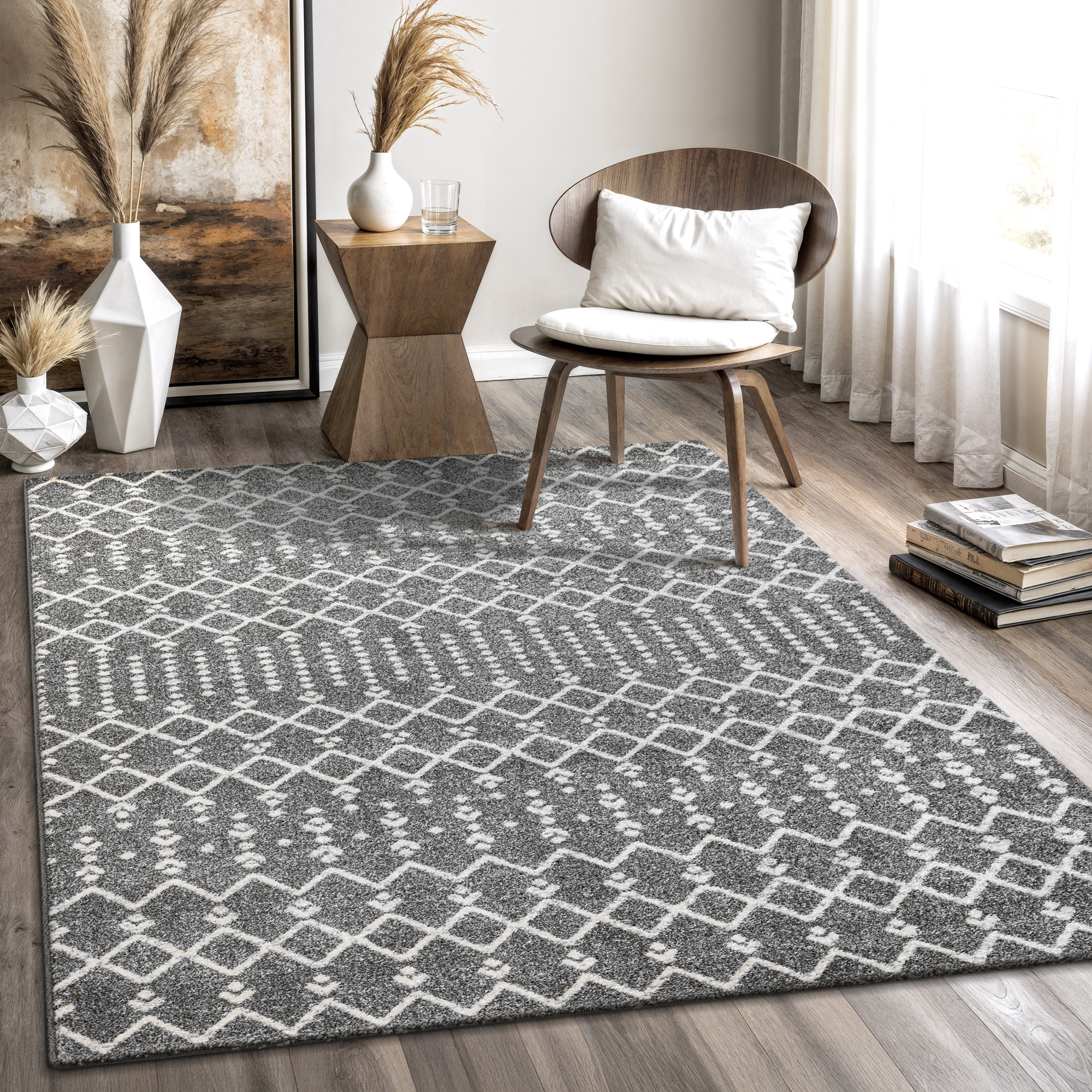 Boho Nomade Laagpolig Vloerkleed Grijs