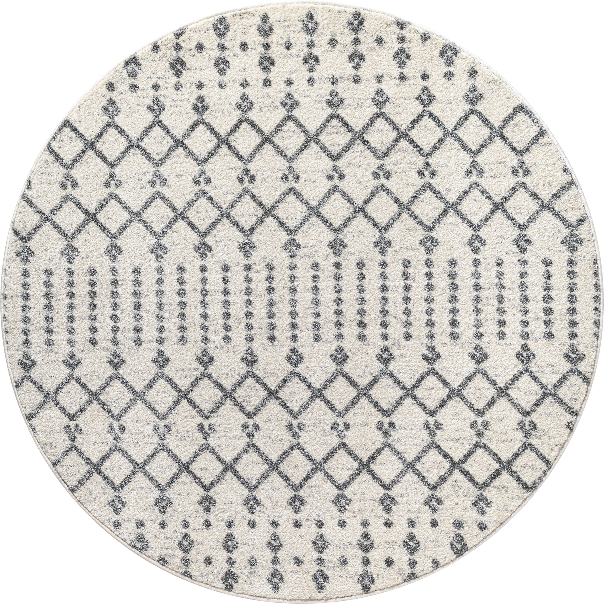Boho Rond Nomade Laagpolig Vloerkleed Crème