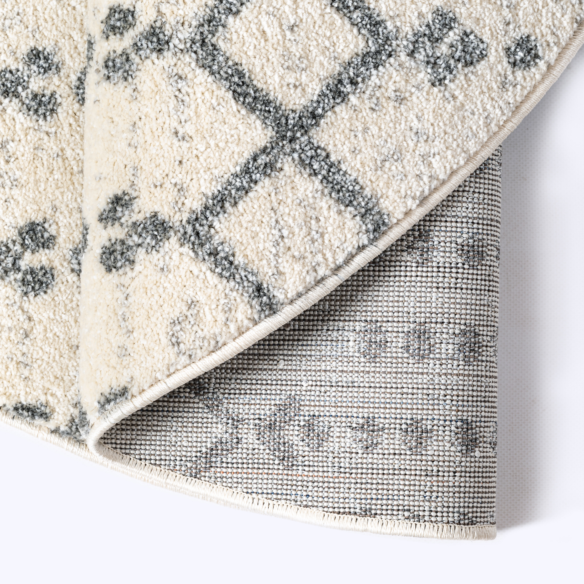 Rond Boho Nomade | Laagpolig Vloerkleed | Modern Tapijt | Woonkamer, Slaapkamer | Creme