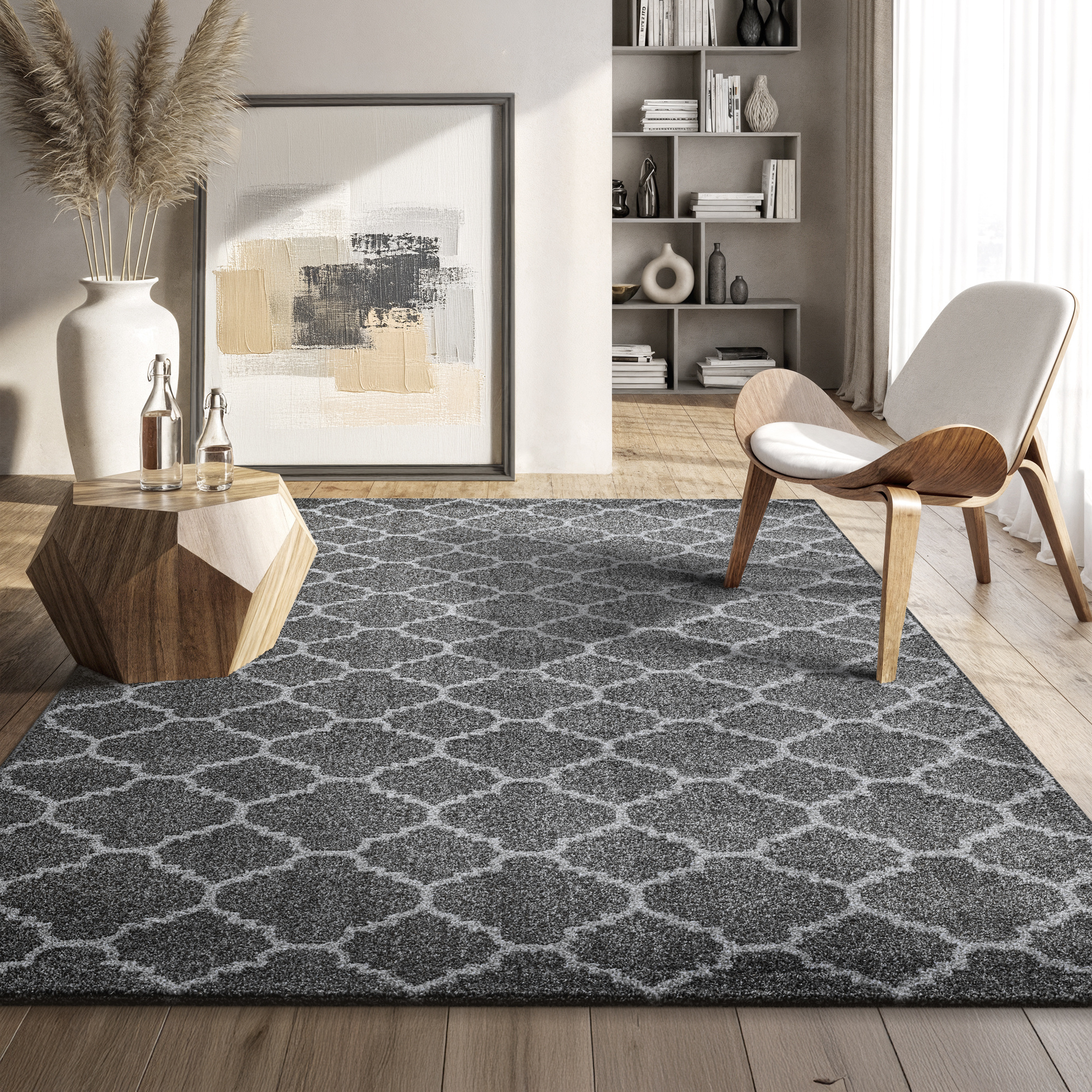 Boho Klasik Laagpolig Vloerkleed Grijs