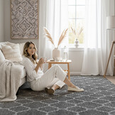 Boho Klasik | Laagpolig Vloerkleed | Modern Tapijt | Woonkamer, Slaapkamer | Grijs