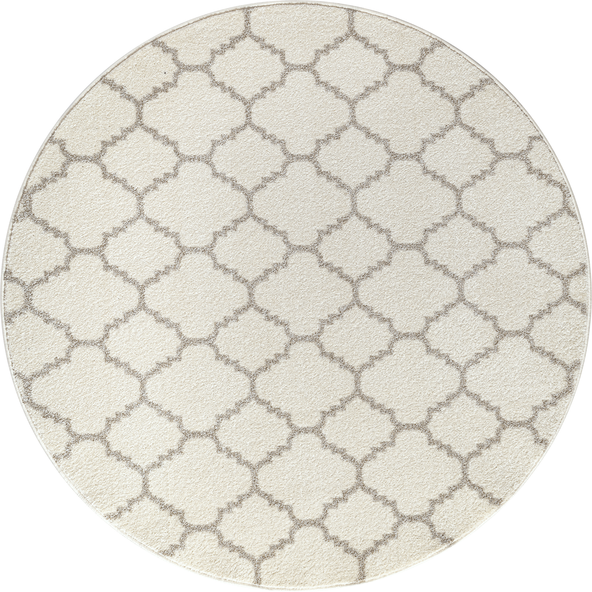 Boho Rond Klasik Laagpolig Vloerkleed Crème