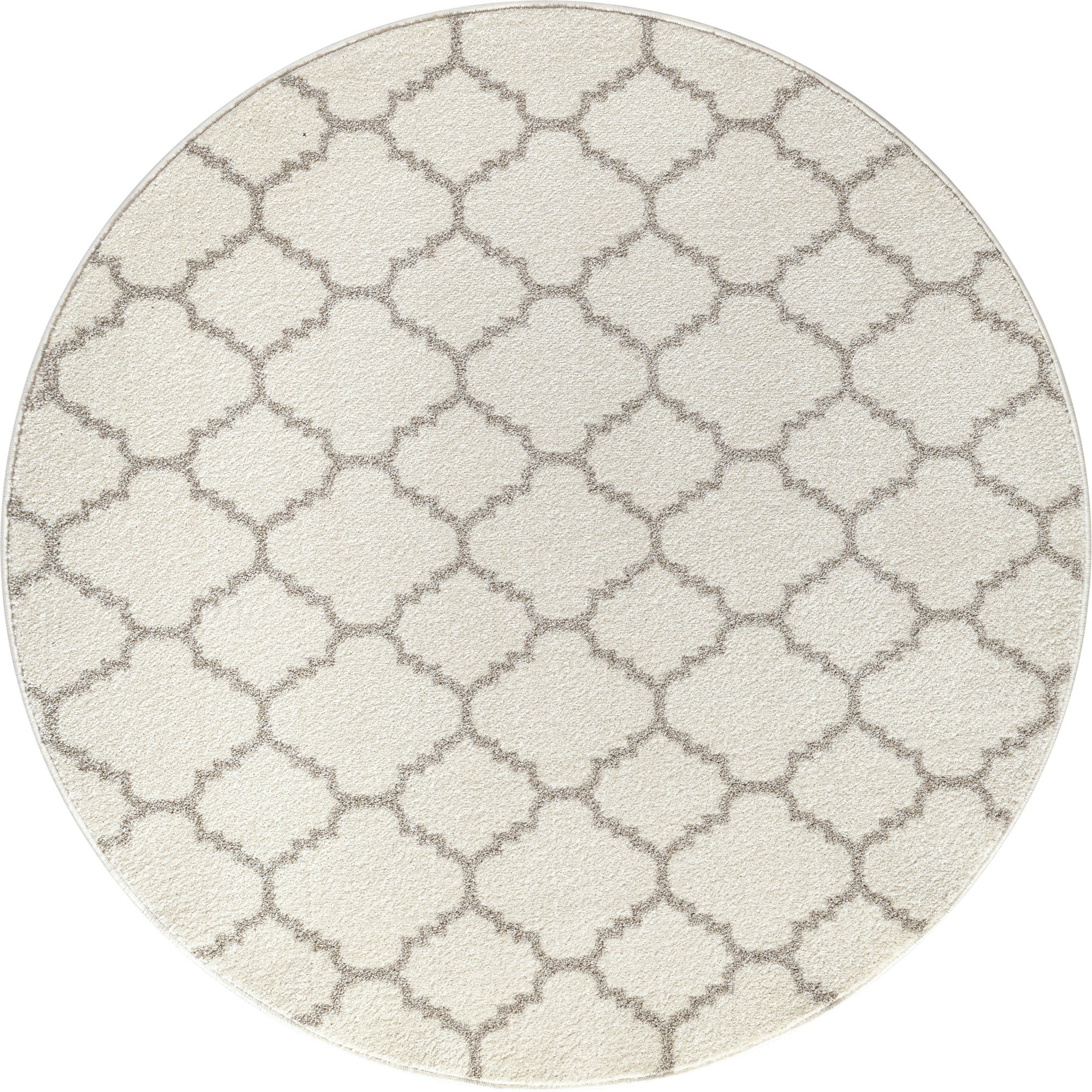 Rond Boho Klasik | Laagpolig Vloerkleed | Modern Tapijt | Woonkamer, Slaapkamer | Creme
