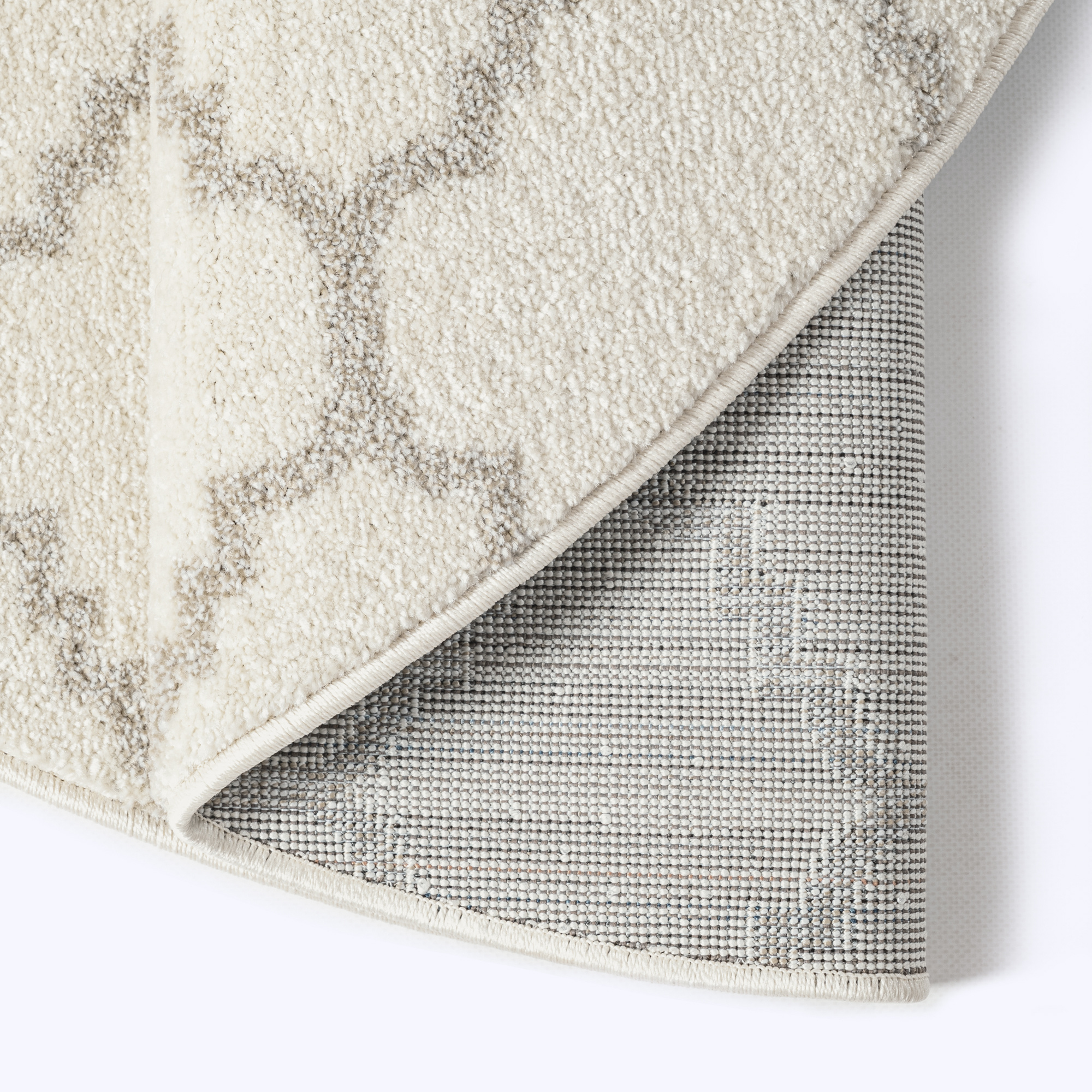 Rond Boho Klasik | Laagpolig Vloerkleed | Modern Tapijt | Woonkamer, Slaapkamer | Creme