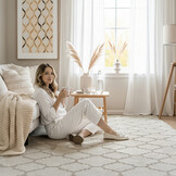 Boho Klasik | Laagpolig Vloerkleed | Modern Tapijt | Woonkamer, Slaapkamer | Creme