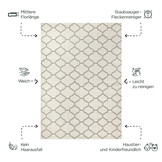 Boho Klasik | Laagpolig Vloerkleed | Modern Tapijt | Woonkamer, Slaapkamer | Creme