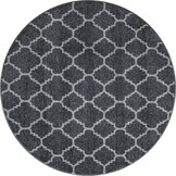Rond Boho Klasik | Laagpolig Vloerkleed | Modern Tapijt | Woonkamer, Slaapkamer | Zwart Grijs