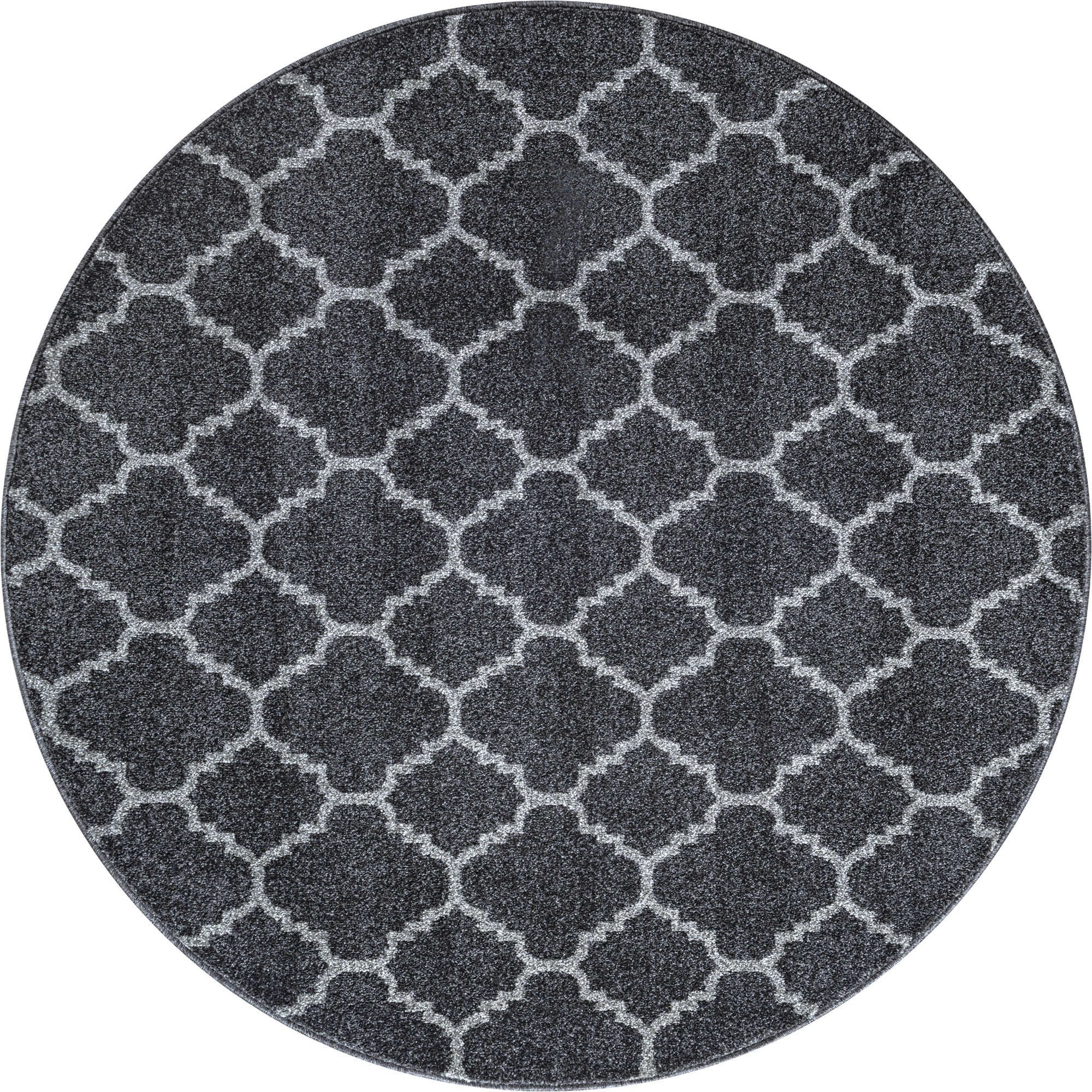 Rond Boho Klasik | Laagpolig Vloerkleed | Modern Tapijt | Woonkamer, Slaapkamer | Zwart Grijs