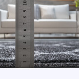 Rond Boho Klasik | Laagpolig Vloerkleed | Modern Tapijt | Woonkamer, Slaapkamer | Zwart Grijs