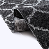 Boho Klasik | Laagpolig Vloerkleed | Modern Tapijt | Woonkamer, Slaapkamer | Zwart Grijs