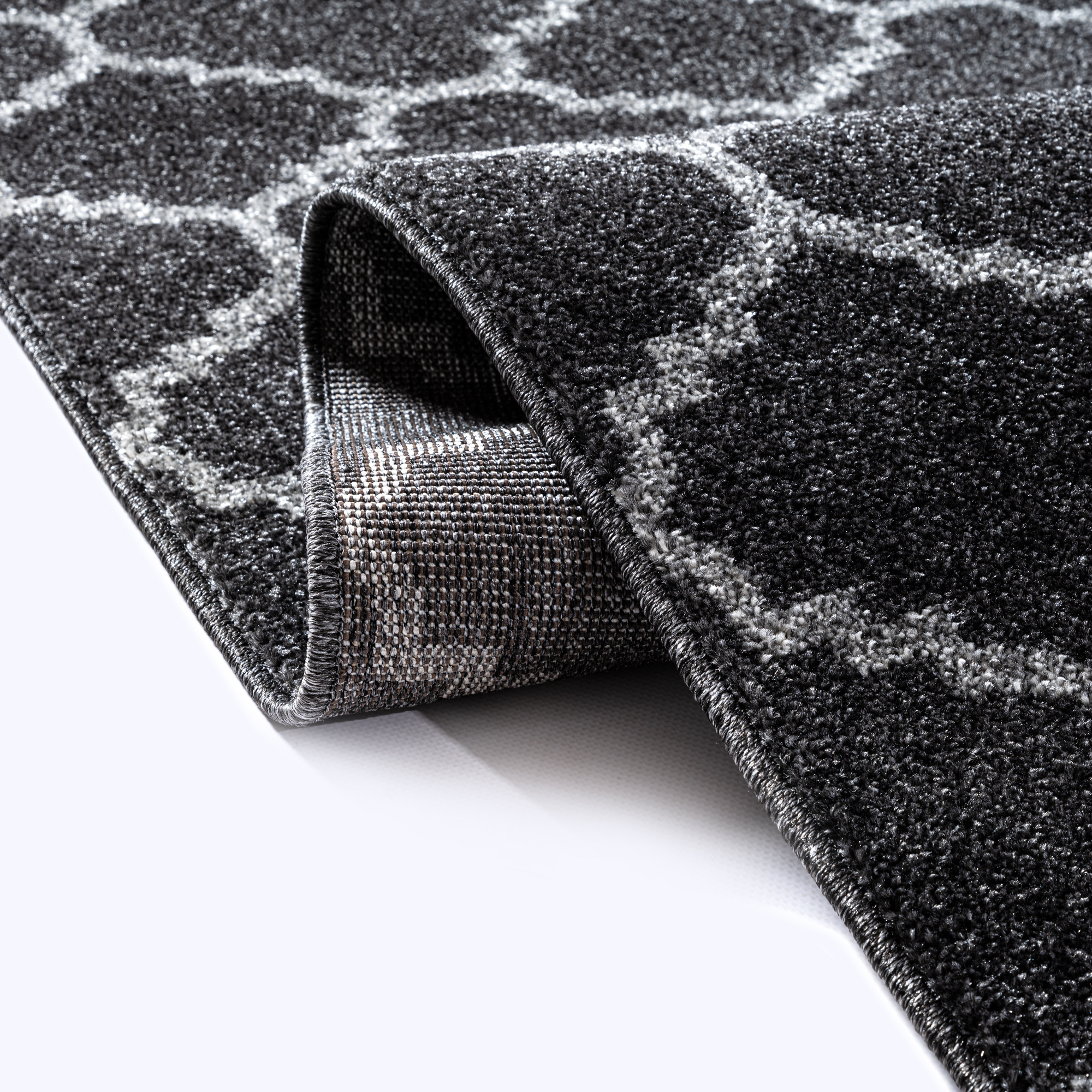 Boho Klasik | Laagpolig Vloerkleed | Modern Tapijt | Woonkamer, Slaapkamer | Zwart Grijs