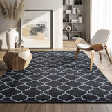 Boho Klasik Laagpolig Vloerkleed Zwart/Grijs