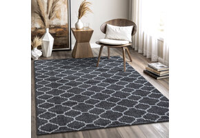 Boho Klasik | Laagpolig Vloerkleed | Modern Tapijt | Woonkamer, Slaapkamer | Zwart Grijs