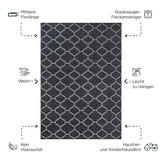 Boho Klasik | Laagpolig Vloerkleed | Modern Tapijt | Woonkamer, Slaapkamer | Zwart Grijs